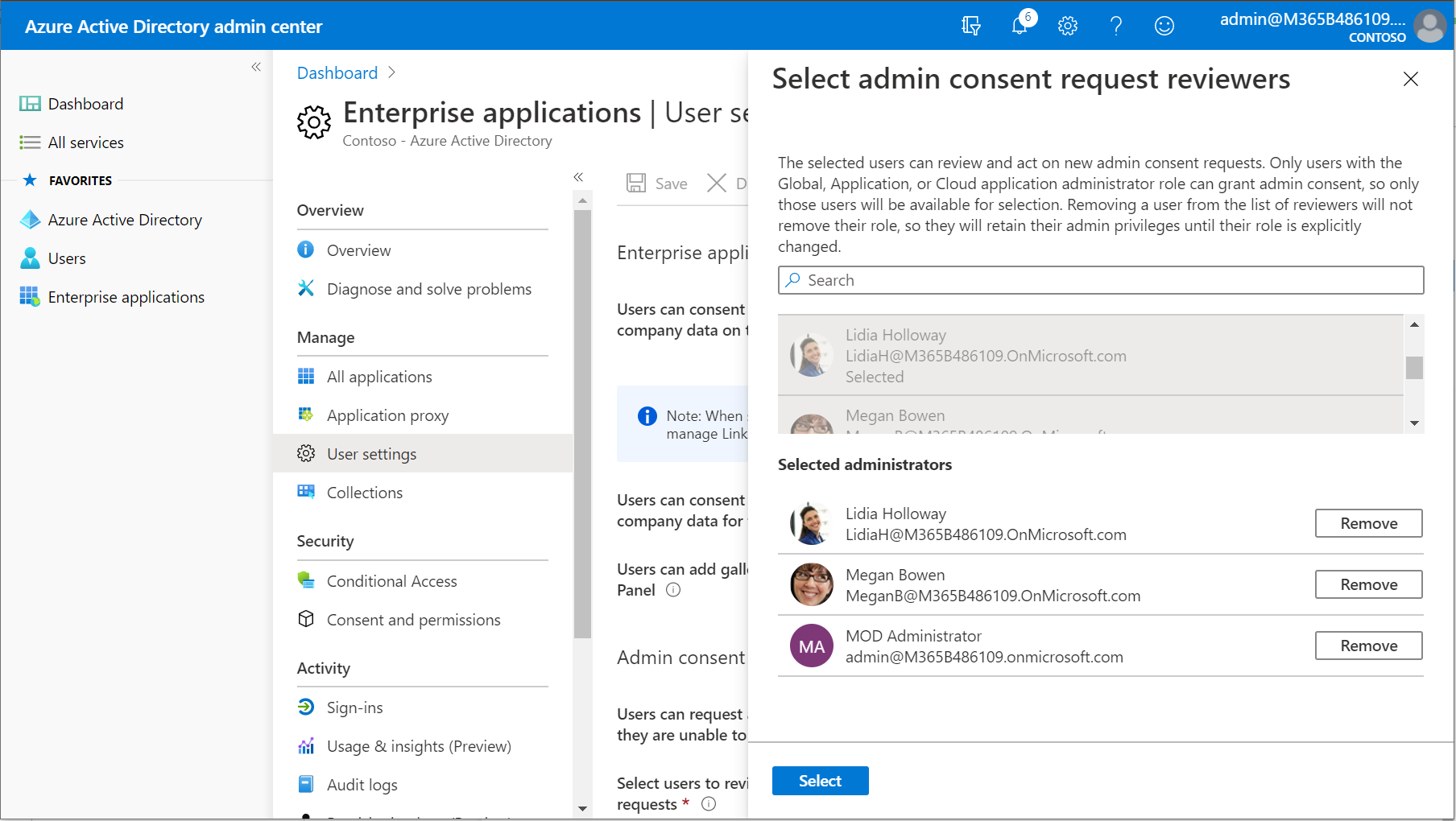 Admin Consent - Request admin consent enabled