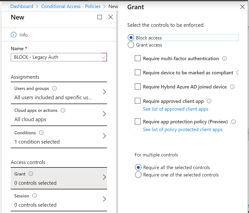 Block Legacy Auth - Block Access