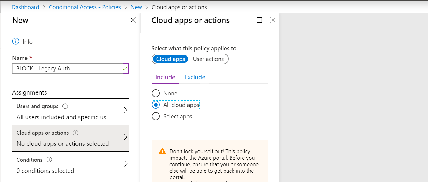 Block Legacy Auth - Cloud Apps