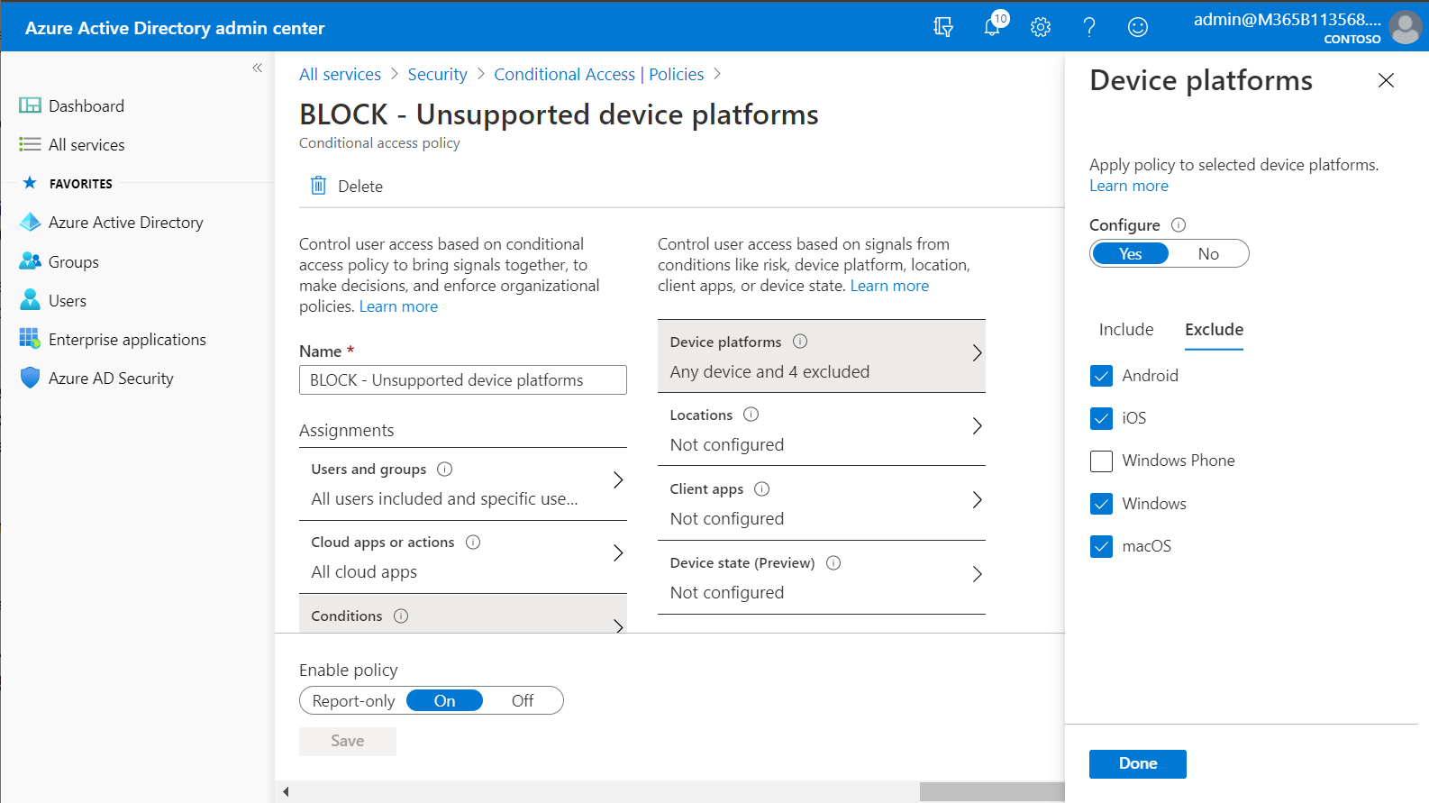 Block Unsupported Platforms - Conditions