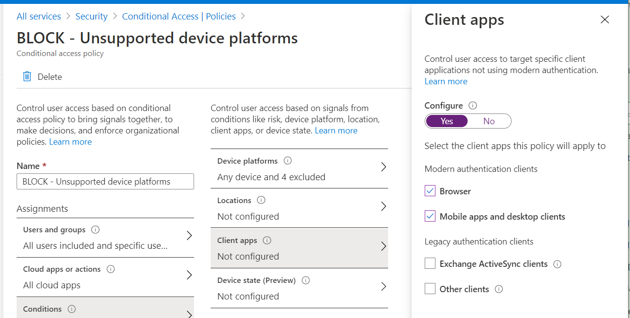 Block Unsupported Platforms - Client Apps