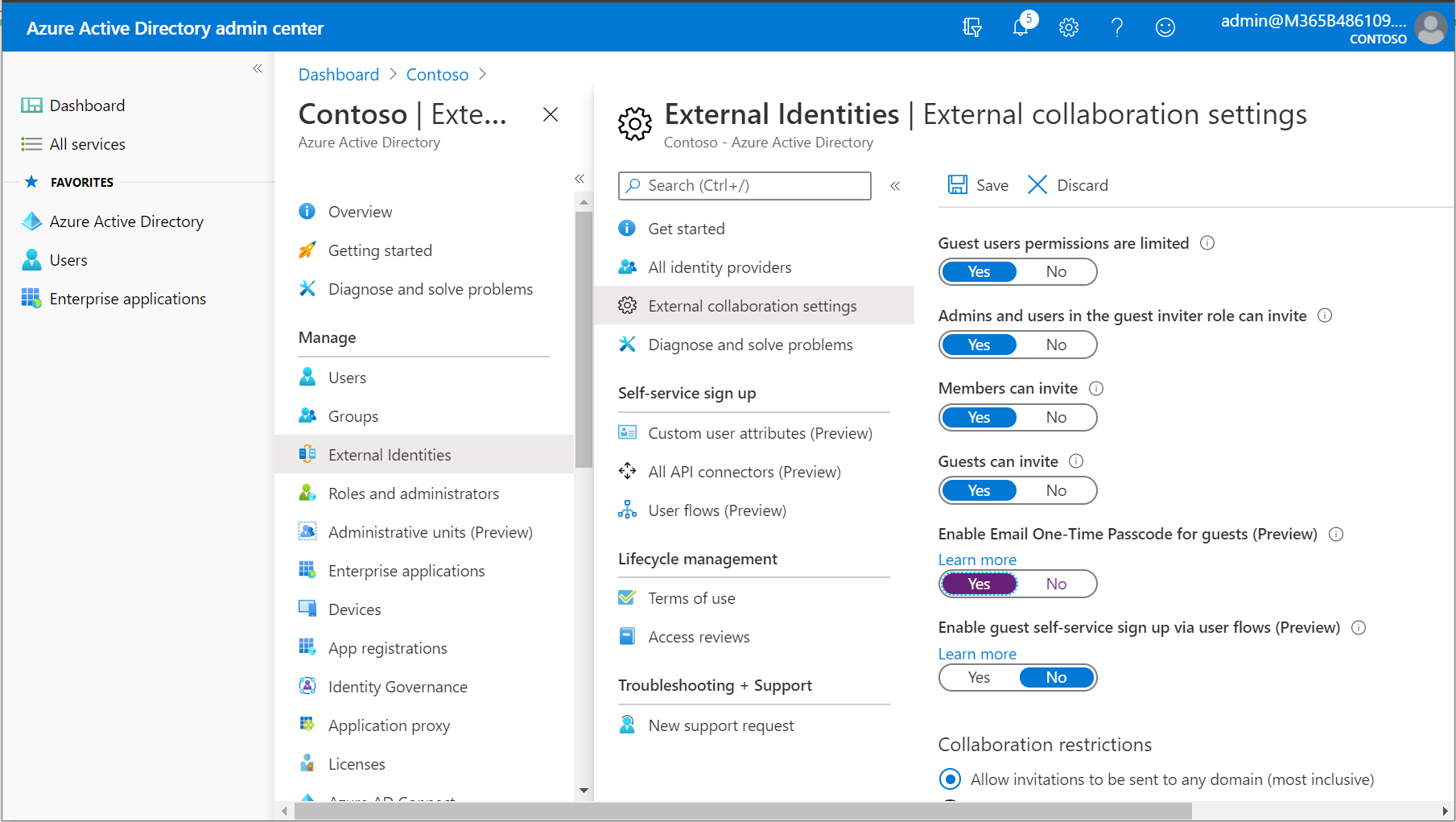 External Collaboration Settings - Guest Users
