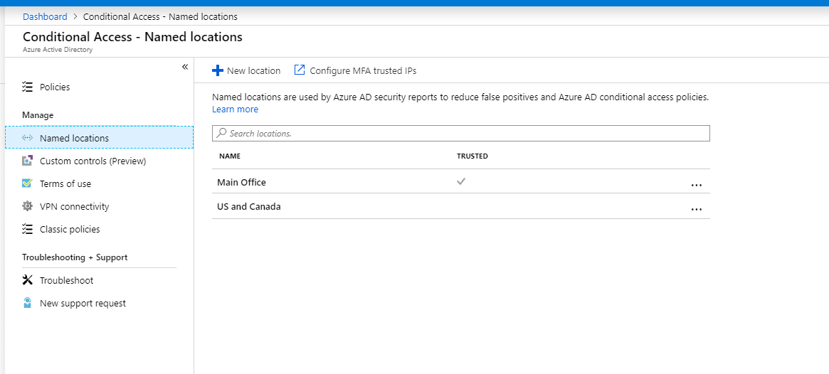 Conditional Access - Named Locations