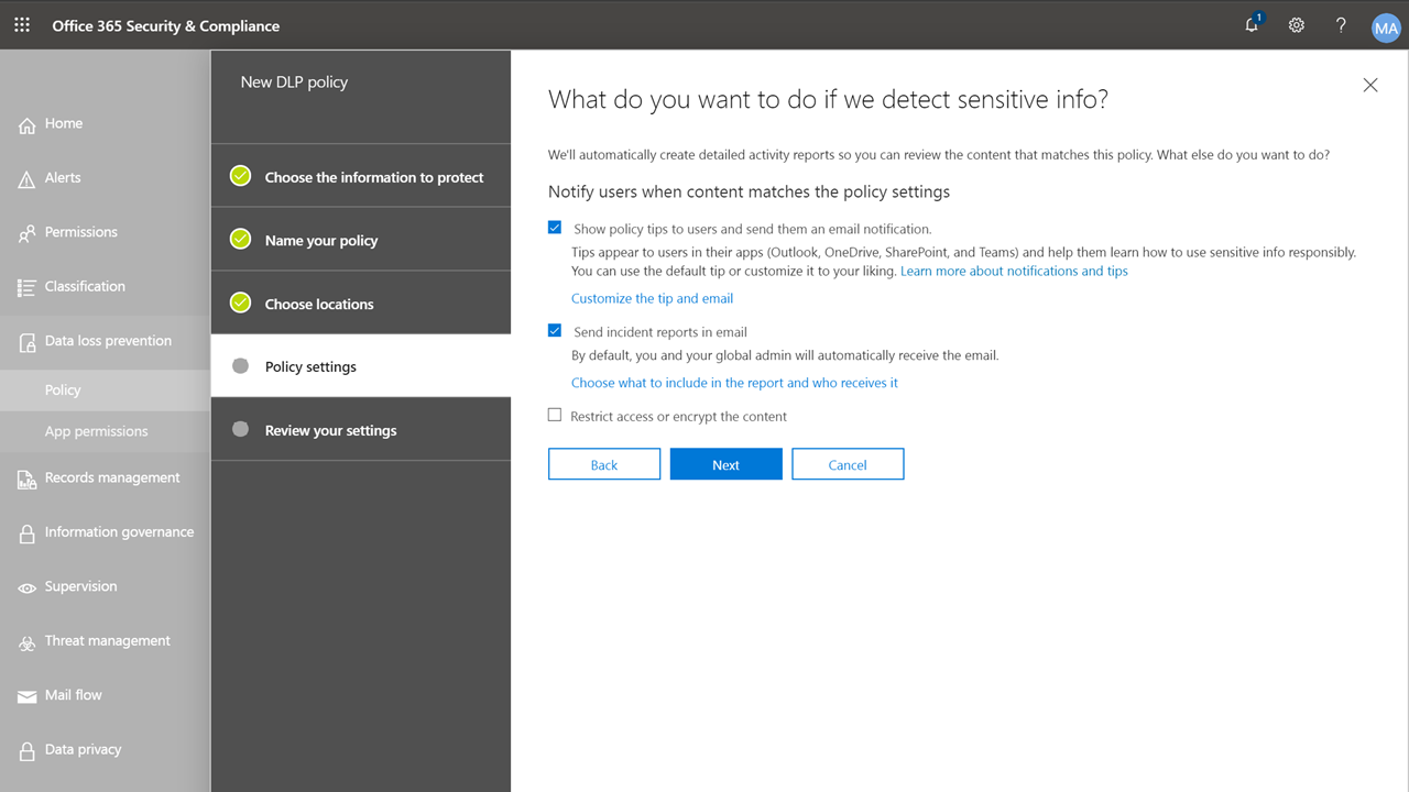DLP - Create custom policy