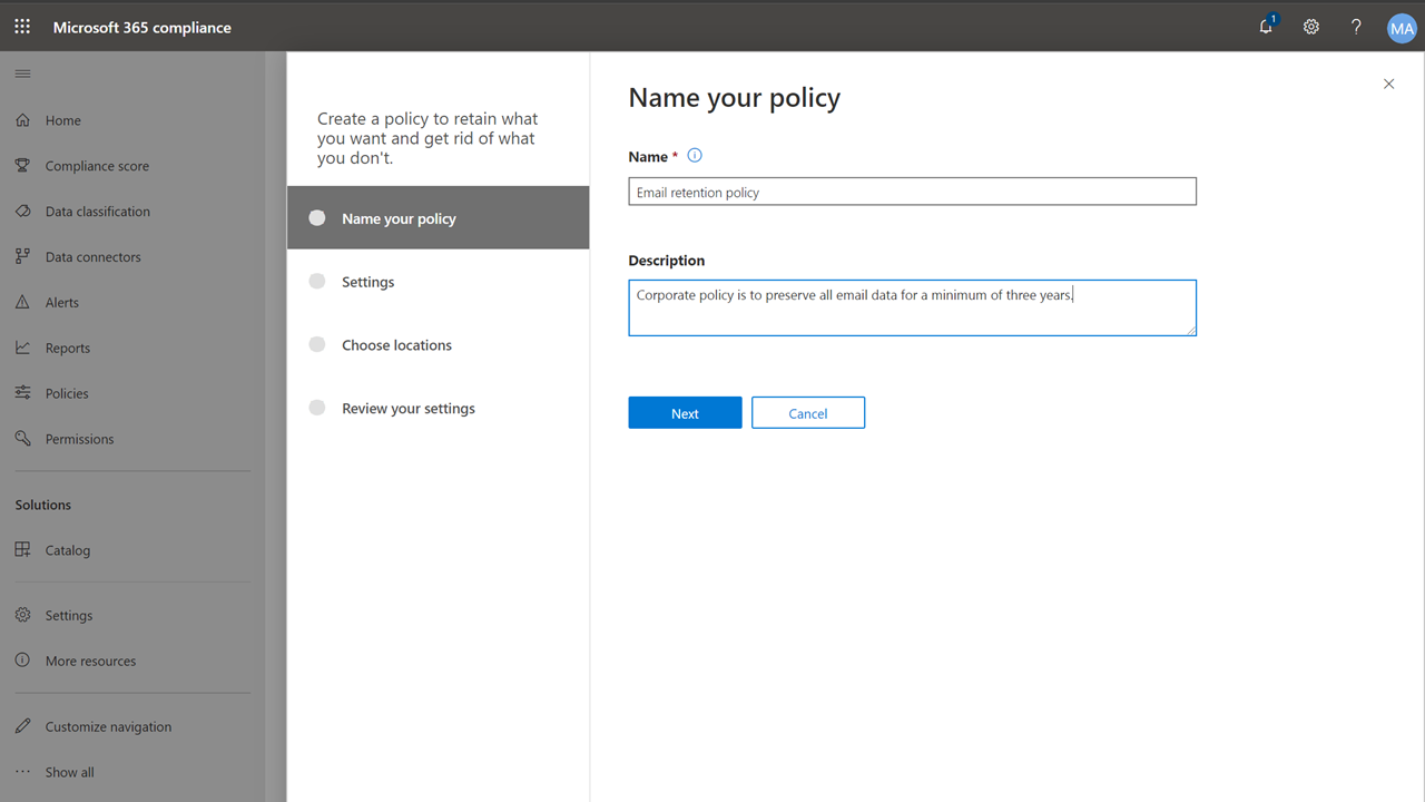 Retention - Individual blanket policies per service