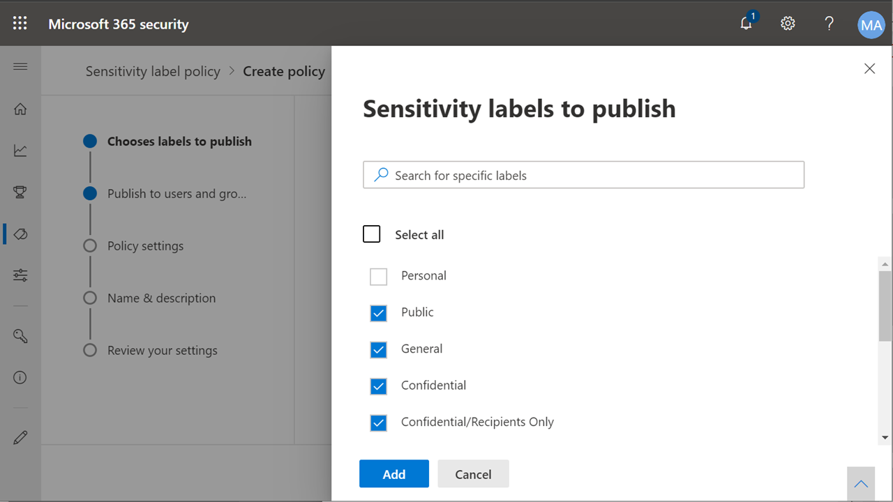 Sensitivity Labels - Publish labels