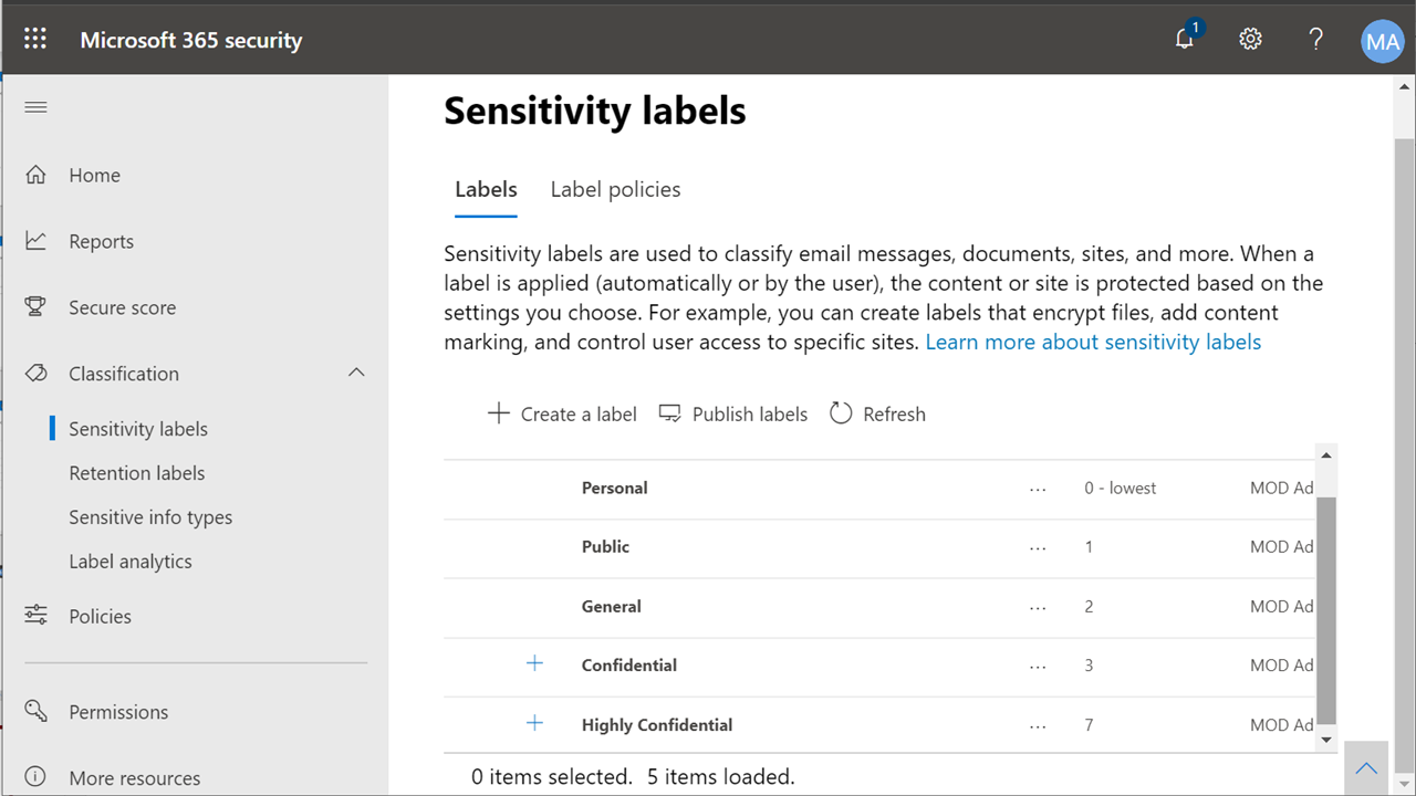 Sensitivity Labels - Turn on for Office web apps