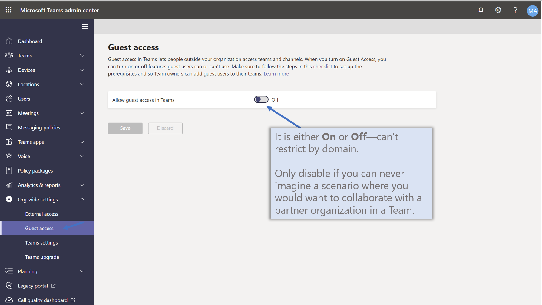 Teams - Guest access settings