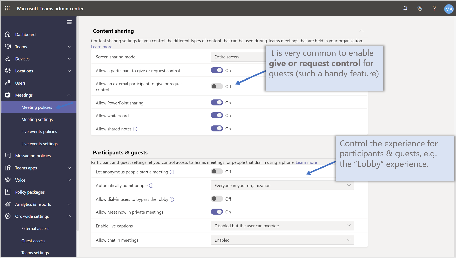 Teams - Global meetings policy